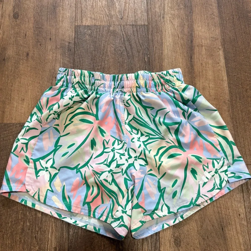 adidas Tropical Floral Athletic Shorts - Mint Green & Pastel Pink - Picture 1 of 5